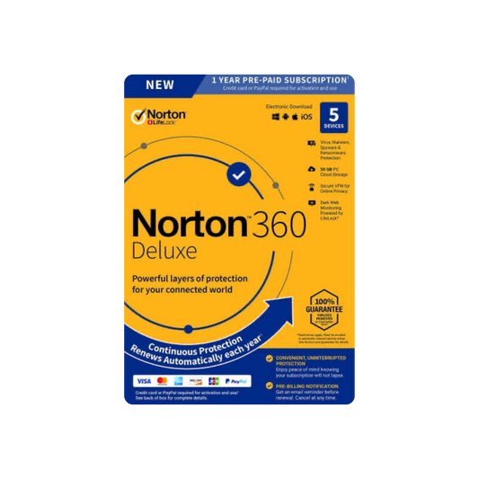 Norton 360 Deluxe 5PC 1 Year (Account + Key) - INOVA Software